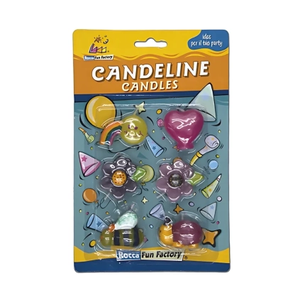 Candeline Sunshine, fiore cuore, ape, smile, 6pz.