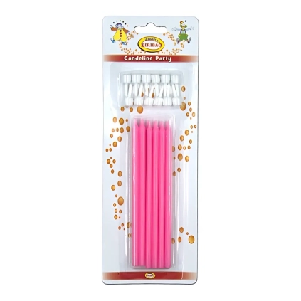 Candeline Ministelo sottili colore rosa, 12pz.