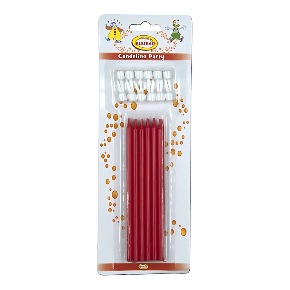 Candeline Ministelo sottili colore Rosso, 12pz.