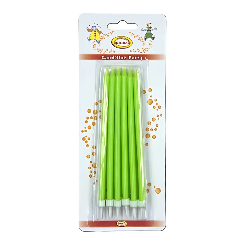 Candeline Ministelo sottili colore verde lime, 12pz.