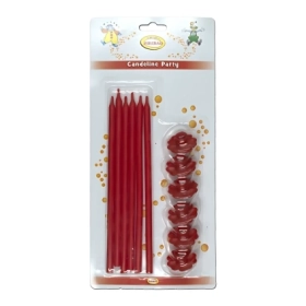 Candeline Stelo 18 cm Rosso, 6pz.