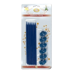 Candeline Stelo 18 cm Blu, 6pz.