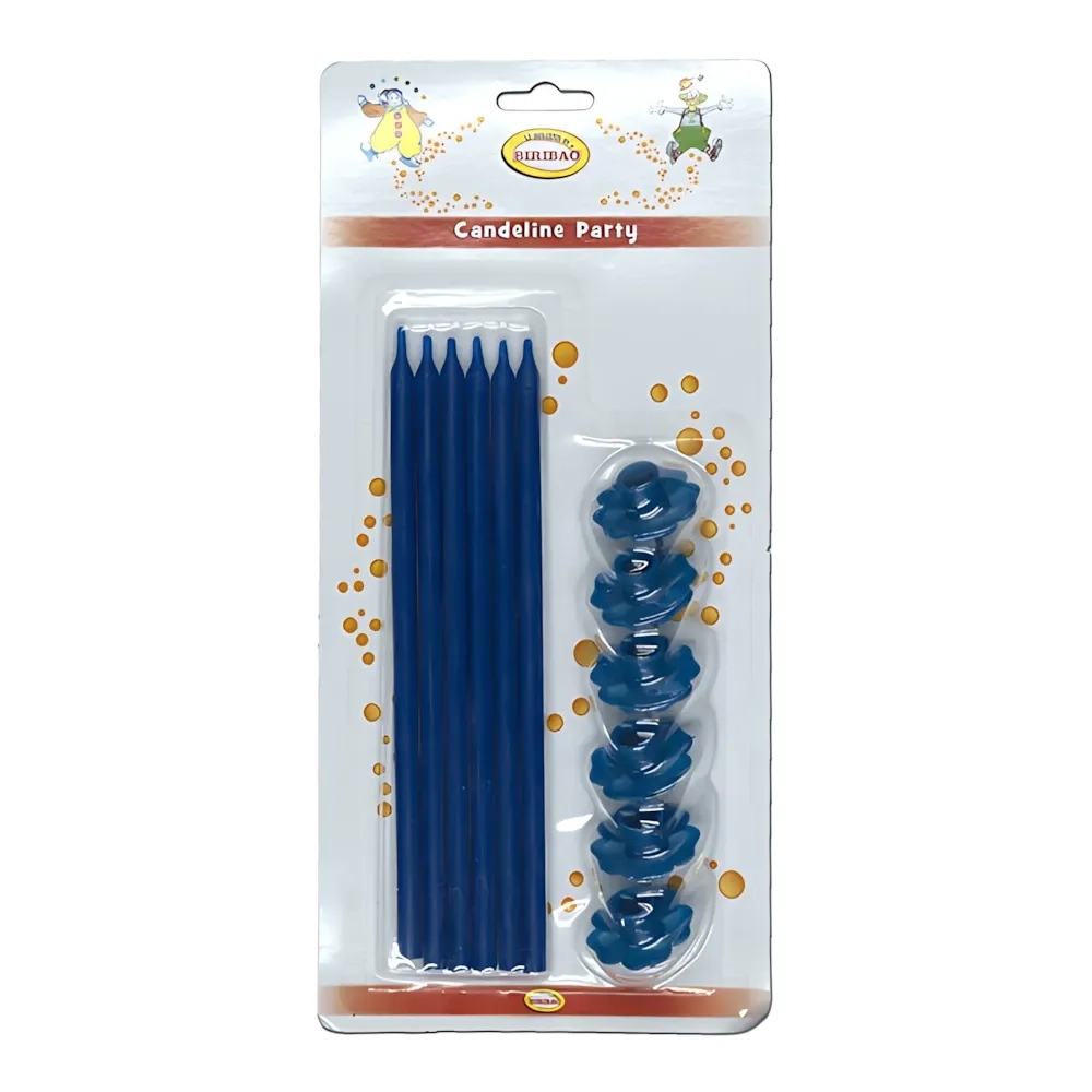 Candeline Stelo 18 cm Blu, 6pz.