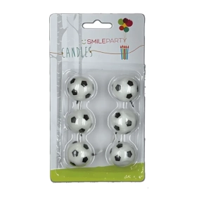 Candeline Pallone Calcio Bianco e nera, 6pz.