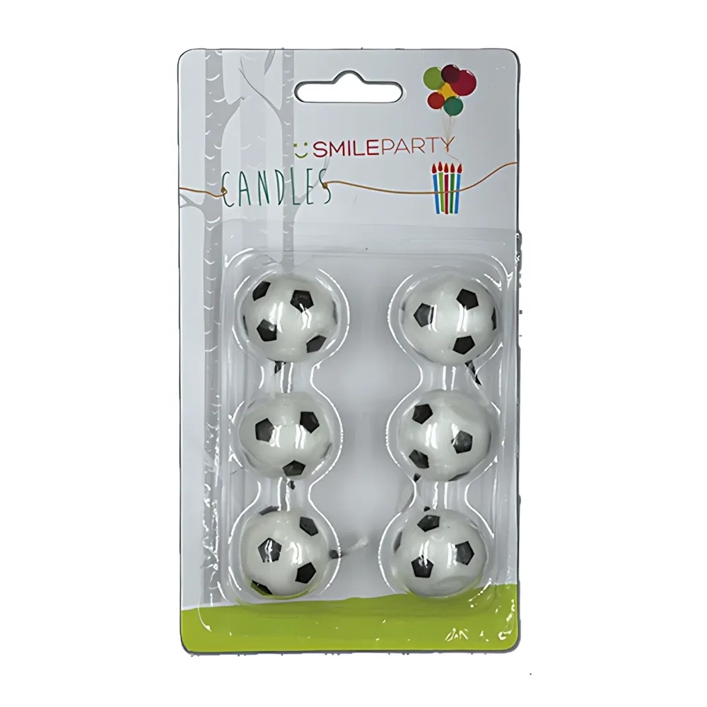 Candeline Pallone Calcio Bianco e nera, 6pz.