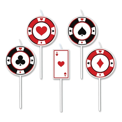 Candeline con asta Big Poker 8cm, 5pz.