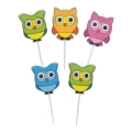 Candeline con asta Gufetti assortiti 8cm, 5pz.