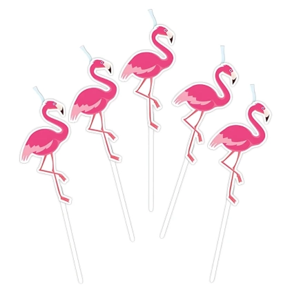 Candeline Flamingo, fenicottero con asta 8cm, 5pz.