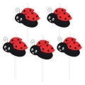 Candeline Coccinella con asta 8cm, 5pz.