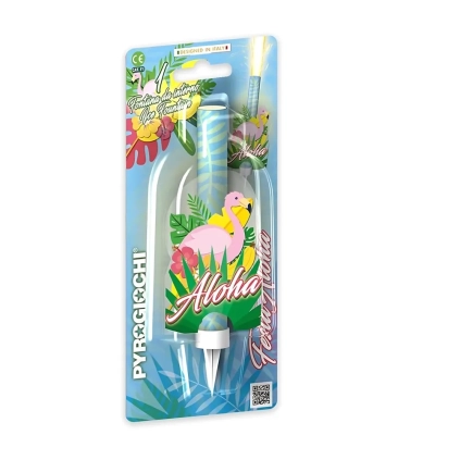 Candela fontana pirotecnica Festa Aloha con fenicottero rosa, categoria F1, 1pz.