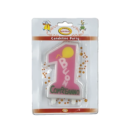 Candelina Maxi 1° Compleanno rosa, 1pz.