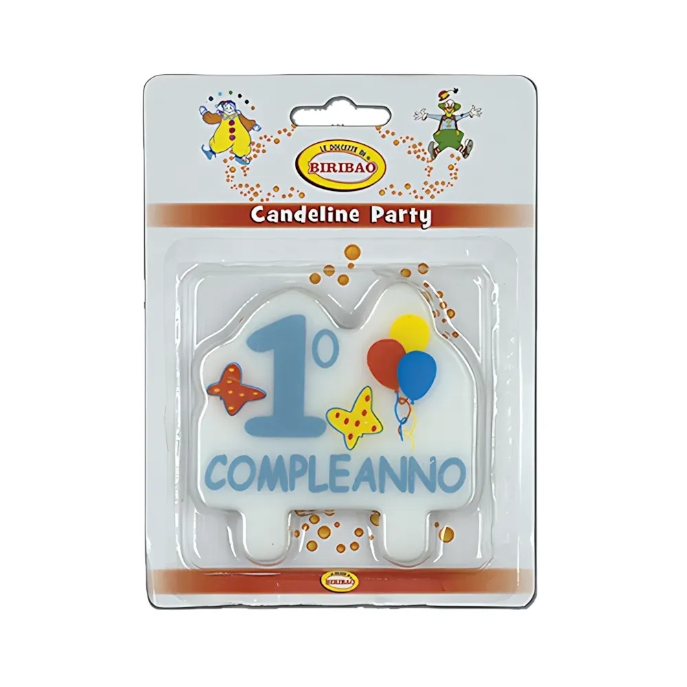 Candelina 1° Compleanno celeste, 1pz.