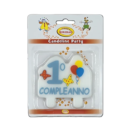 Candelina 1° Compleanno celeste, 1pz.