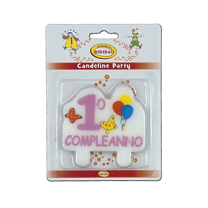 Candelina 1° Compleanno rosa, 1pz.