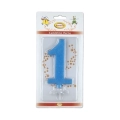 Candelina numero 1 celeste glitter grande, 1pz.