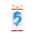 Candelina numero 5 celeste glitter grande, 1pz.