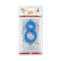 Candelina numero 8 celeste glitter grande, 1pz.