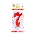 Candelina numero 7 rossa glitter grande, 1pz.