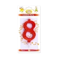 Candelina numero 8 rossa glitter grande, 1pz.