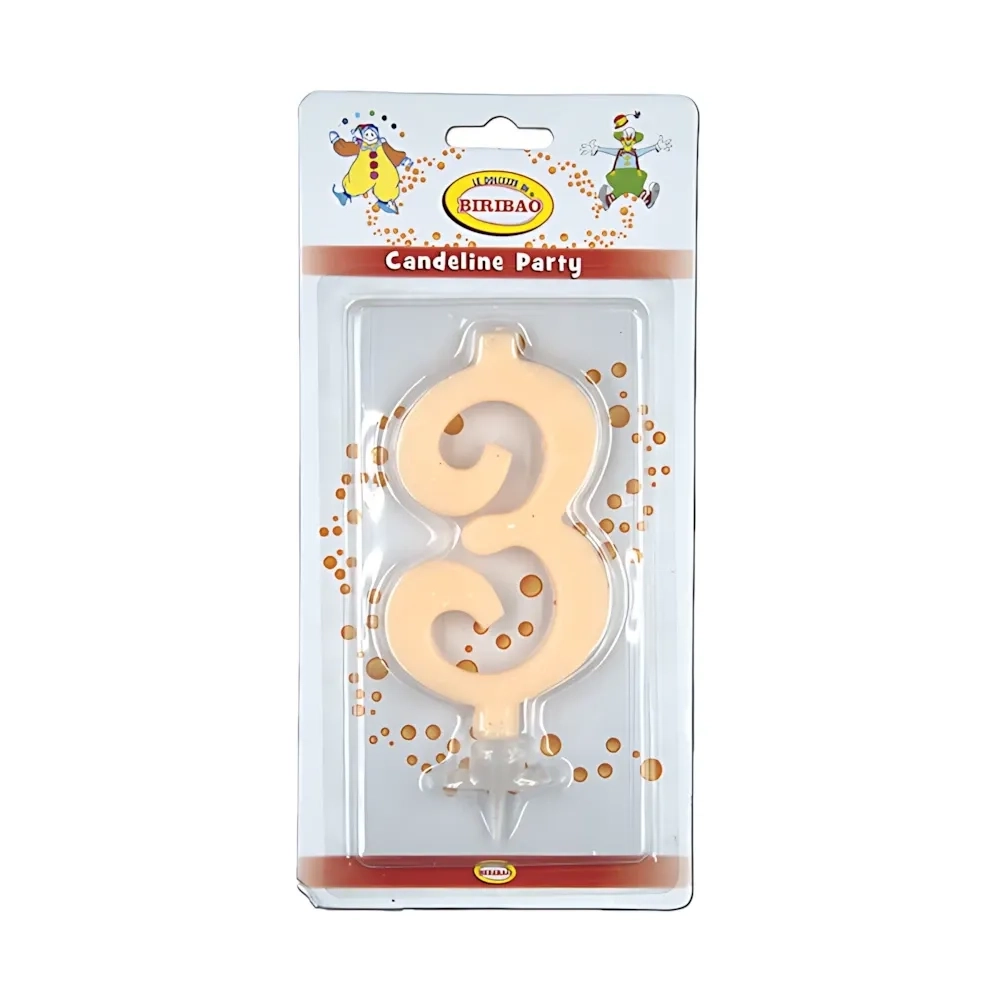 Candelina numero 3 avorio glitter grande, 1pz.