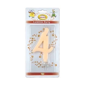 Candelina numero 4 avorio glitter grande, 1pz.