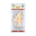 Candelina numero 4 avorio glitter grande, 1pz.