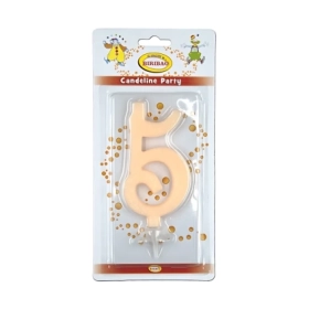 Candelina numero 5 avorio glitter grande, 1pz.