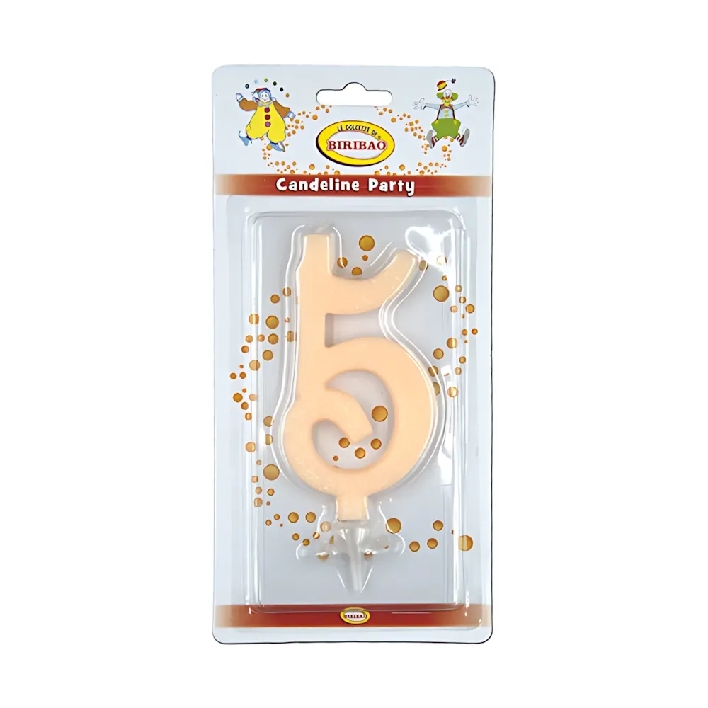 Candelina numero 5 avorio glitter grande, 1pz.