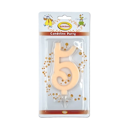 Candelina numero 5 avorio glitter grande, 1pz.