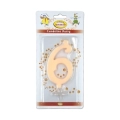 Candelina numero 6 avorio glitter grande, 1pz.