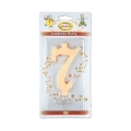 Candelina numero 7 avorio glitter grande, 1pz.
