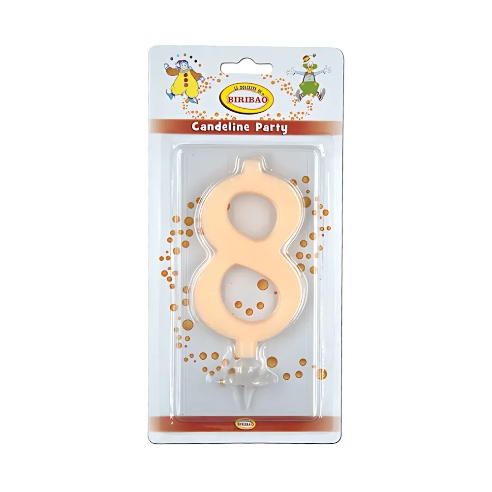 Candelina numero 8 avorio glitter grande, 1pz.