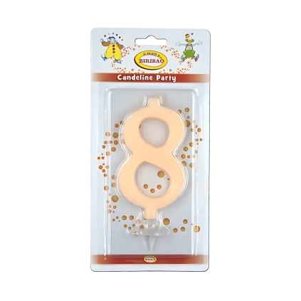 Candelina numero 8 avorio glitter grande, 1pz.