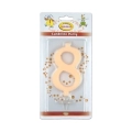 Candelina numero 8 avorio glitter grande, 1pz.