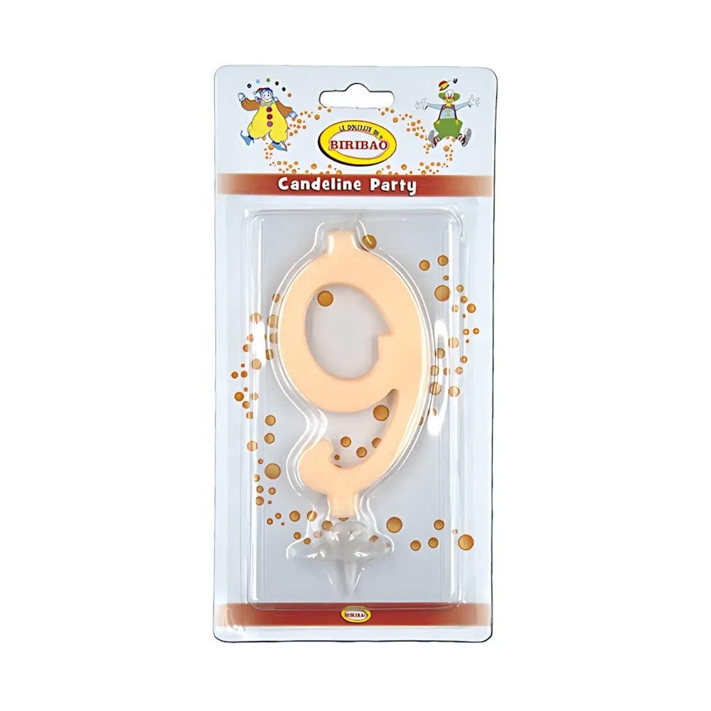 Candelina numero 9 avorio glitter grande, 1pz.