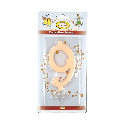 Candelina numero 9 avorio glitter grande, 1pz.