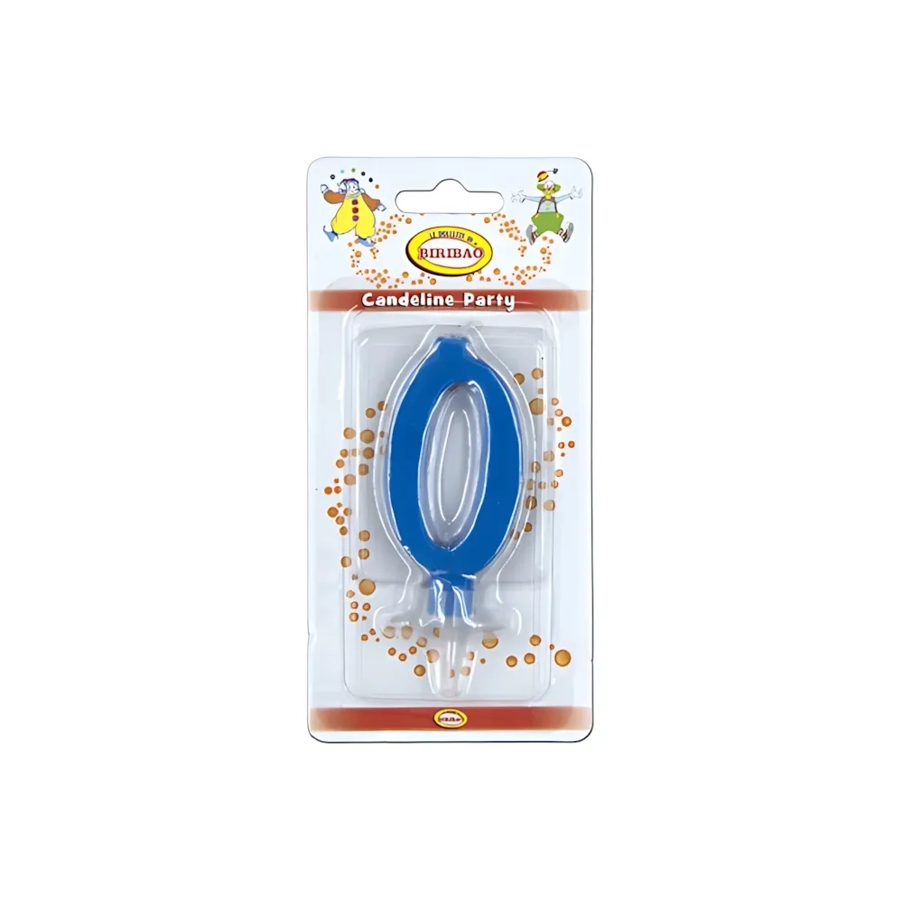 Candelina mini numero 0 Blu, 1pz.