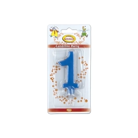 Candelina mini numero 1 Blu, 1pz.