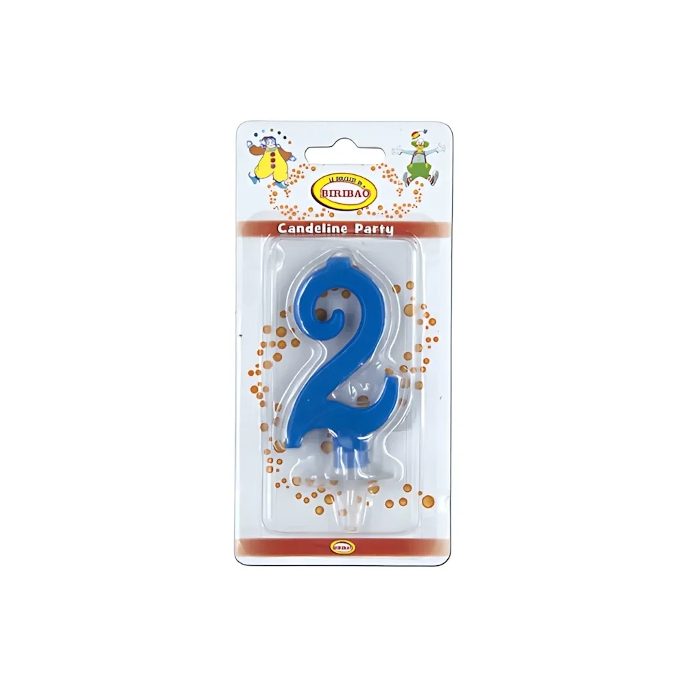 Candelina mini numero 2 Blu, 1pz.
