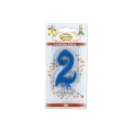 Candelina mini numero 2 Blu, 1pz.