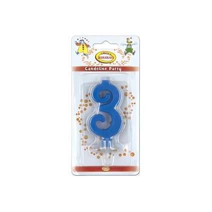 Candelina mini numero 3 Blu, 1pz.