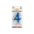 Candelina mini numero 4 Blu, 1pz.