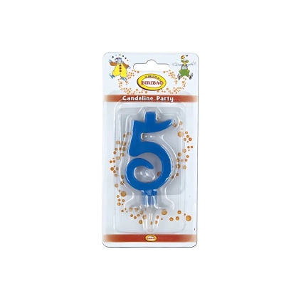 Candelina mini numero 5 Blu, 1pz.