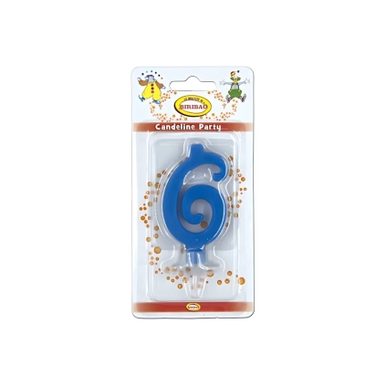 Candelina mini numero 6 Blu, 1pz.