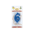 Candelina mini numero 6 Blu, 1pz.