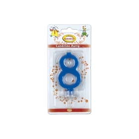 Candelina mini numero 8 Blu, 1pz.