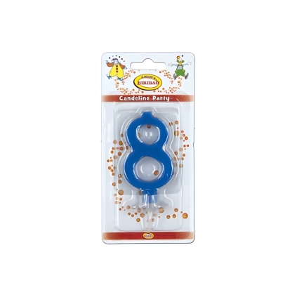 Candelina mini numero 8 Blu, 1pz.