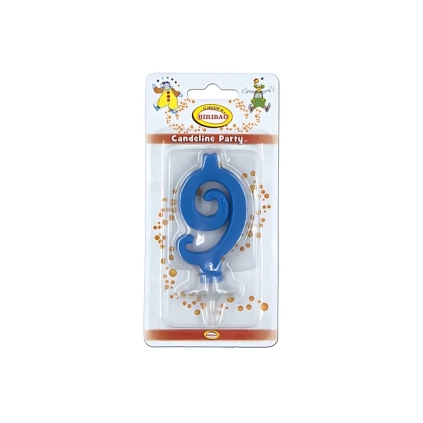 Candelina mini numero 9 Blu, 1pz.
