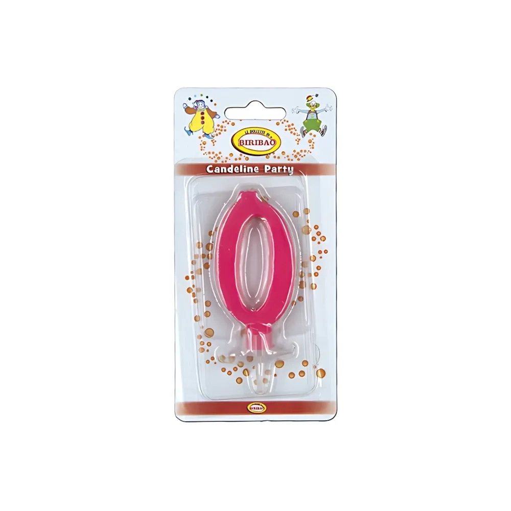 Candelina mini numero 0 fucsia, 1pz.