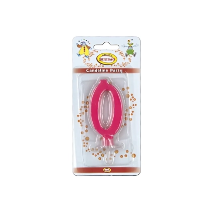 Candelina mini numero 0 fucsia, 1pz.
